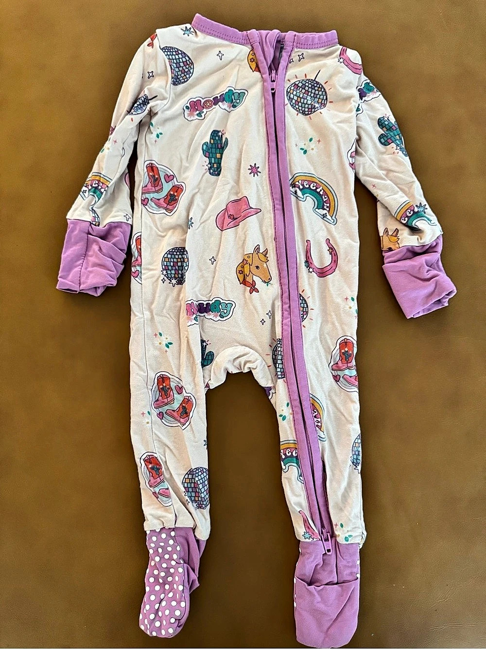 Angel Dear Disco Cowgirl 2-Way Zipper Footie Pajama One-Piece Baby 0-3M